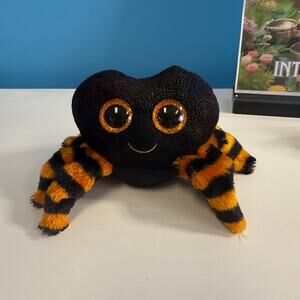TY Beanie Boo Cobb Spider Plush 6” EUC • Black Orange Striped Collector Toy